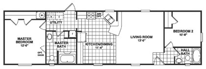 MHC singlewide mobile home floorplan mobile 868-303